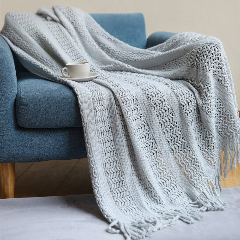 Women's Knit Blanket with Elegant Fringes Bowlift
