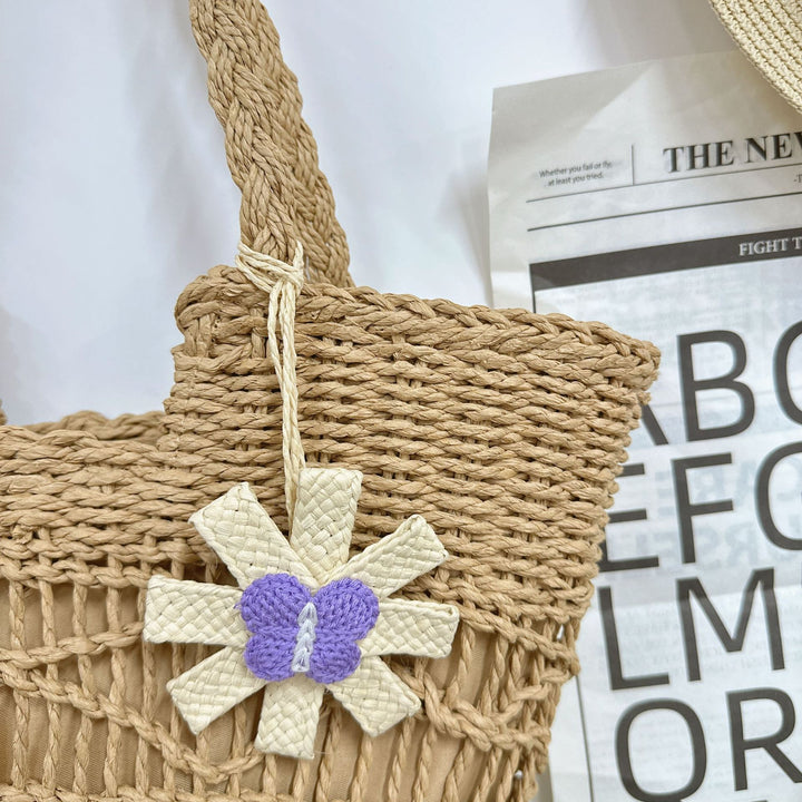 Handbag with Artistic Flower Motif Bowlift