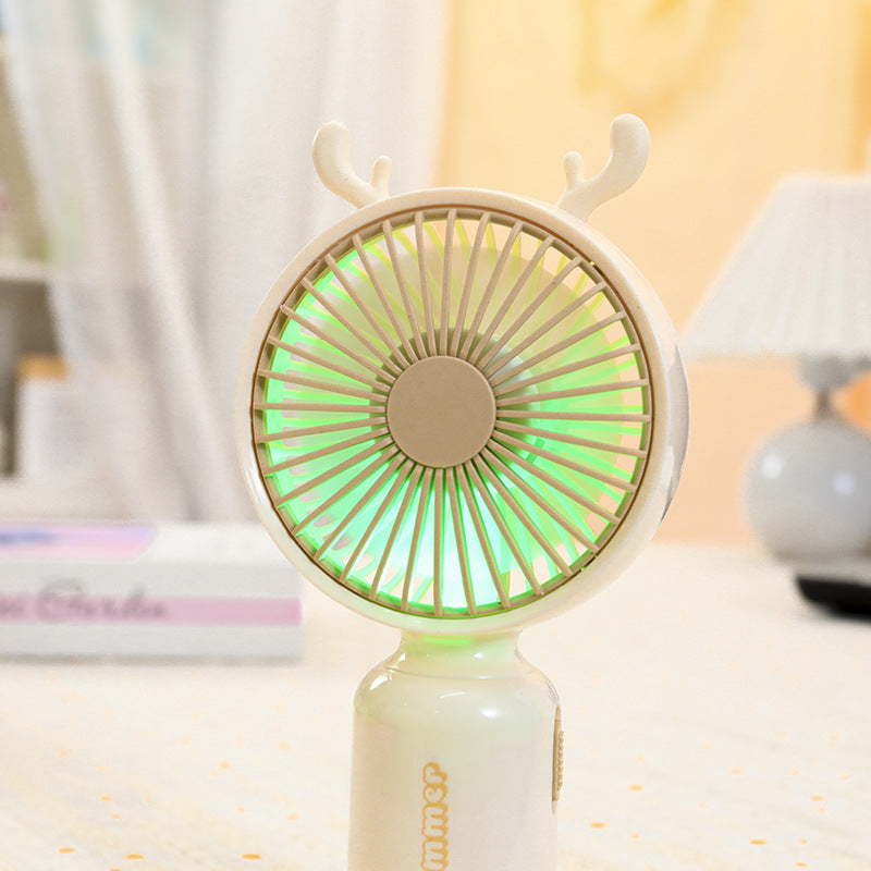 Ladies portable USB mini fan with LED night light folding stand and cute design Bowlift