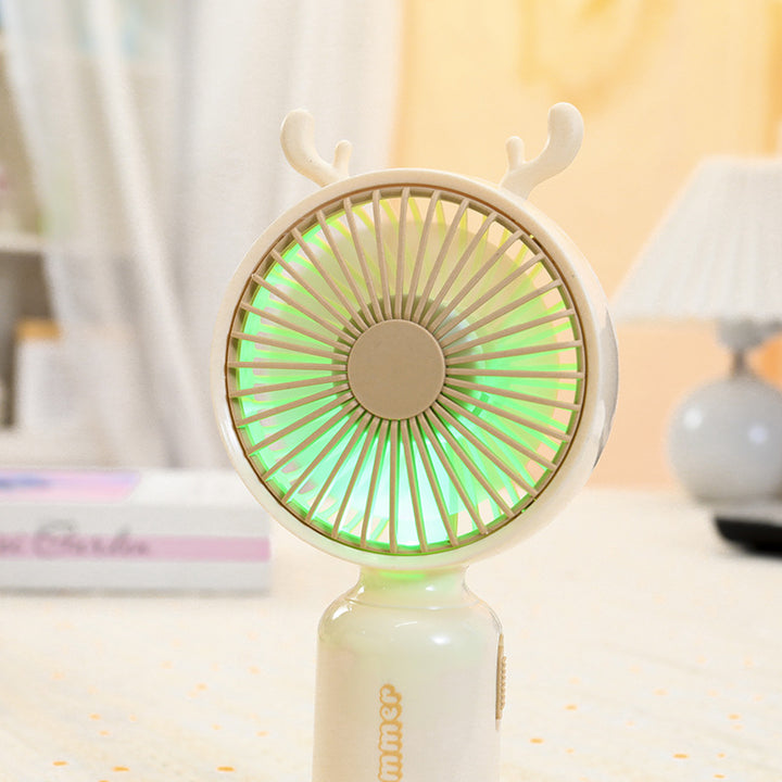 Ladies portable USB mini fan with LED night light folding stand and cute design Bowlift