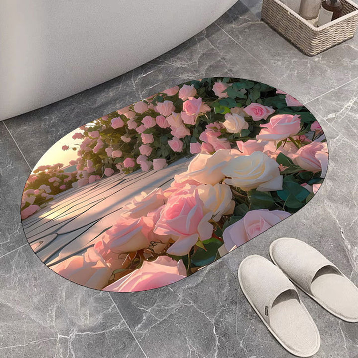 Floral Print Bath Mat Bowlift