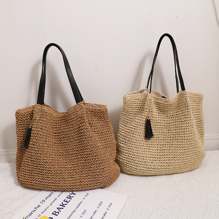 Durable basket bag with synthetic leather handle reinforcement Bowlift