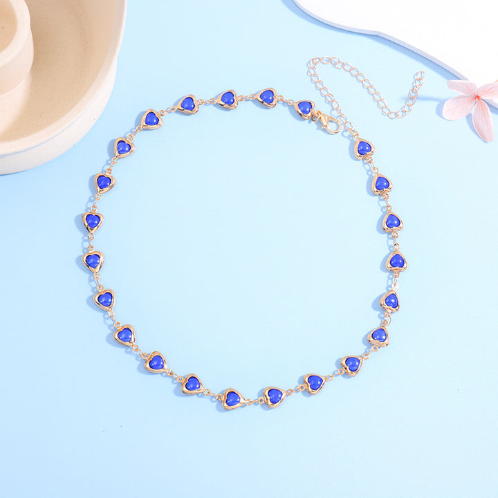 Heart-Shaped Gemstone Choker Necklace Bowlift