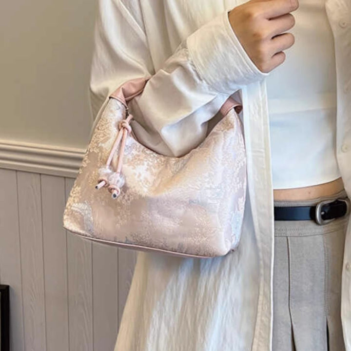 Floral-Patterned Handheld Evening Bag Bowlift