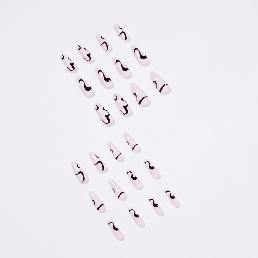 Artful nail extensions with elegant curved patterns Bowlift