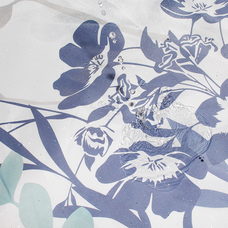 Women's Floral Design Shower Curtain Bowlift