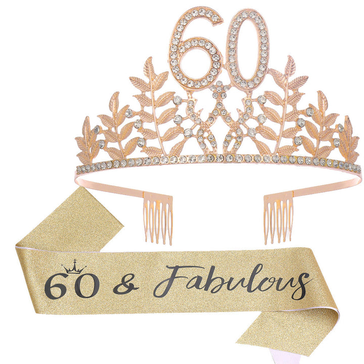Women's Glamorous Birthday Crown with Shining Rhinestones Bowlift