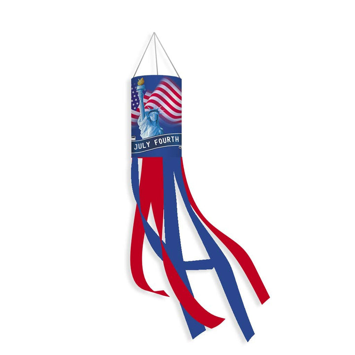 Unisex nan patriotic American flag windsock with long trailing streamers and reinforced hanging loop Bowlift
