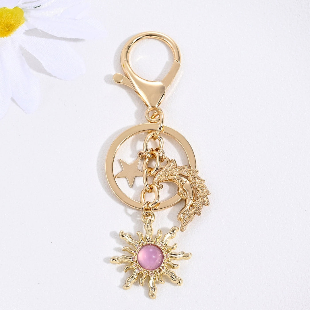 Keychain with Sparkling Sun Motif Bowlift