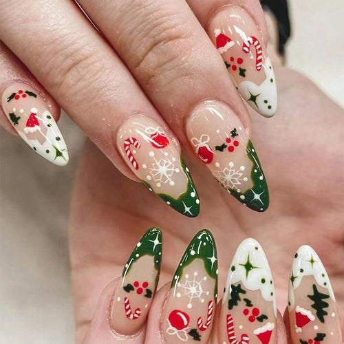 Festive Holiday-Themed Stiletto Nail Art Bowlift