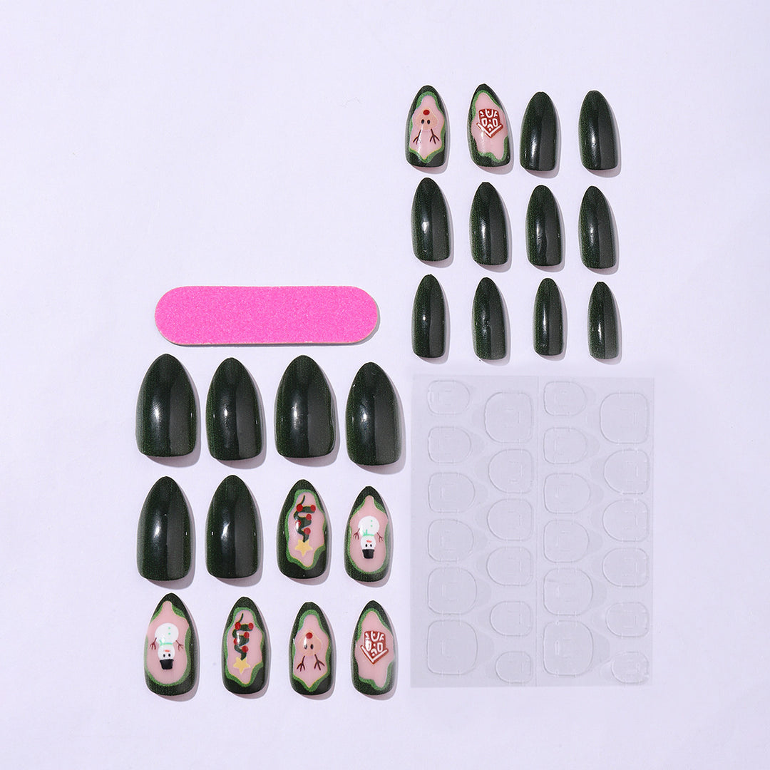 Creative nail set with festive Christmas motifs and shine Bowlift