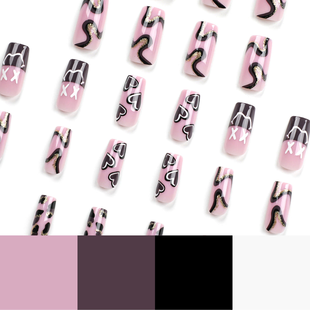 Artful nail extensions in elegant design with gold accents Bowlift