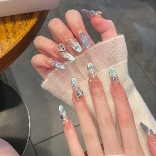 Decorative Crystal-Embellished Press-On Nail Set Bowlift