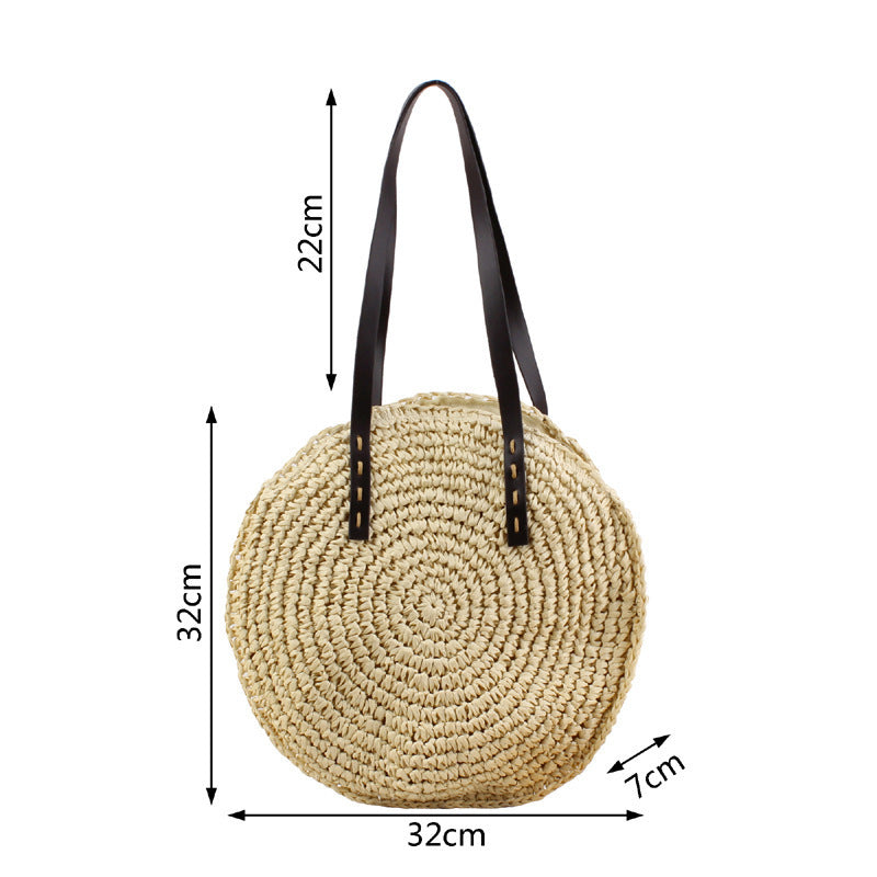 Round basket bag with sturdy leather handles Bowlift