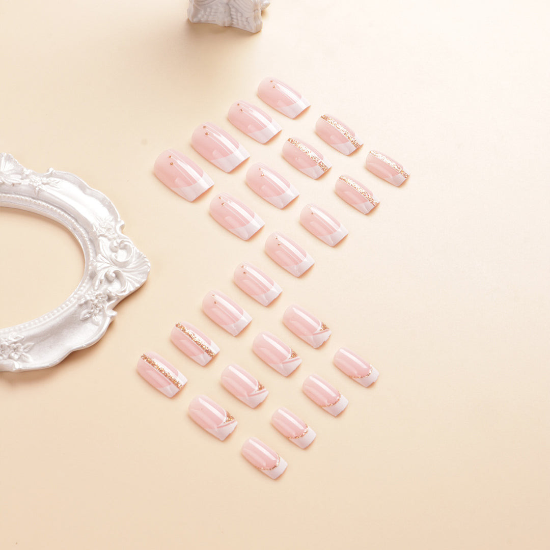Elegant French Tip Press-On Nail Art Set Bowlift