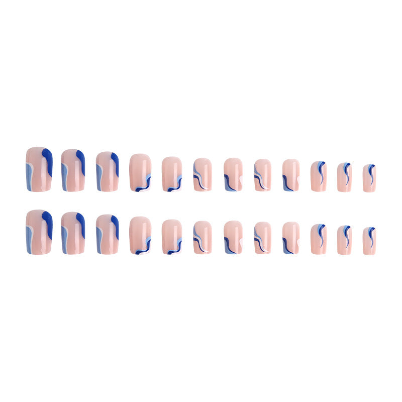 Trendy artificial nails with abstract wave pattern Bowlift