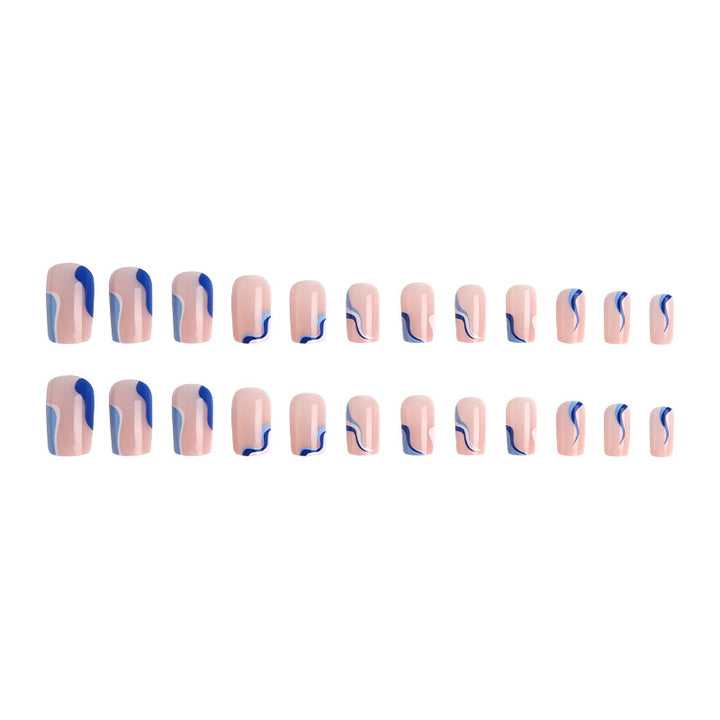 Trendy artificial nails with abstract wave pattern Bowlift