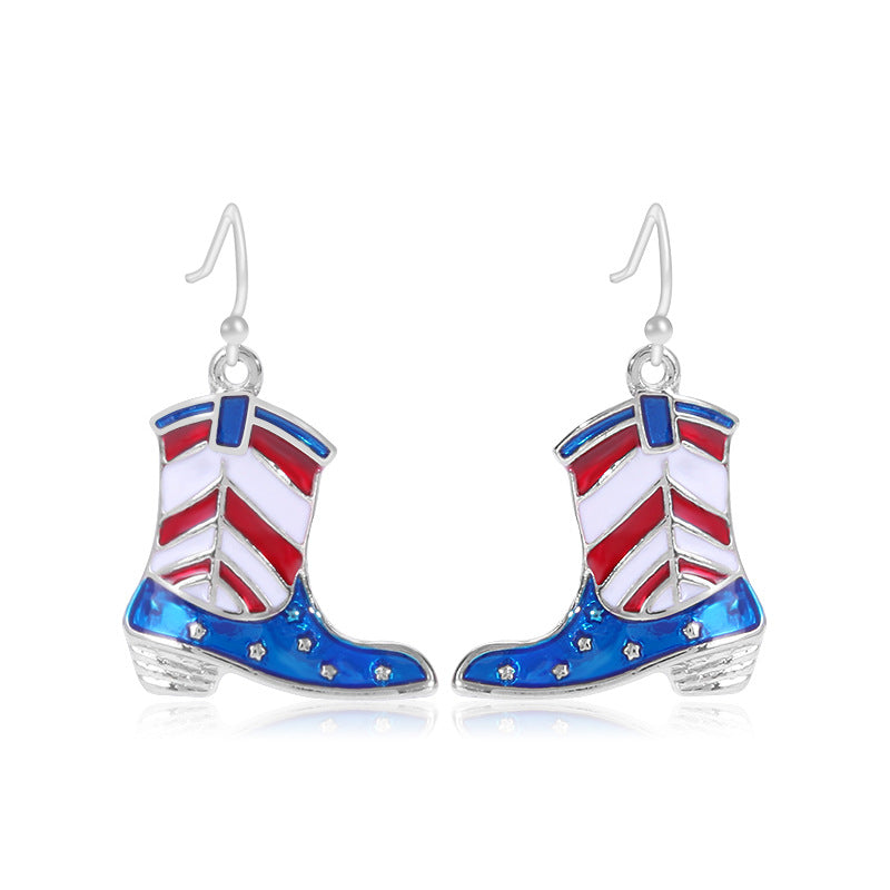 Women's lightweight star earrings with enamel flag design and fishhook Bowlift