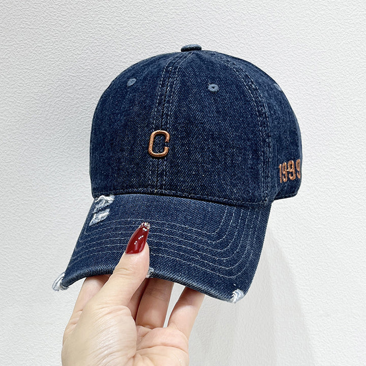 Women's Distressed Denim Baseball Cap Bowlift 1784270579