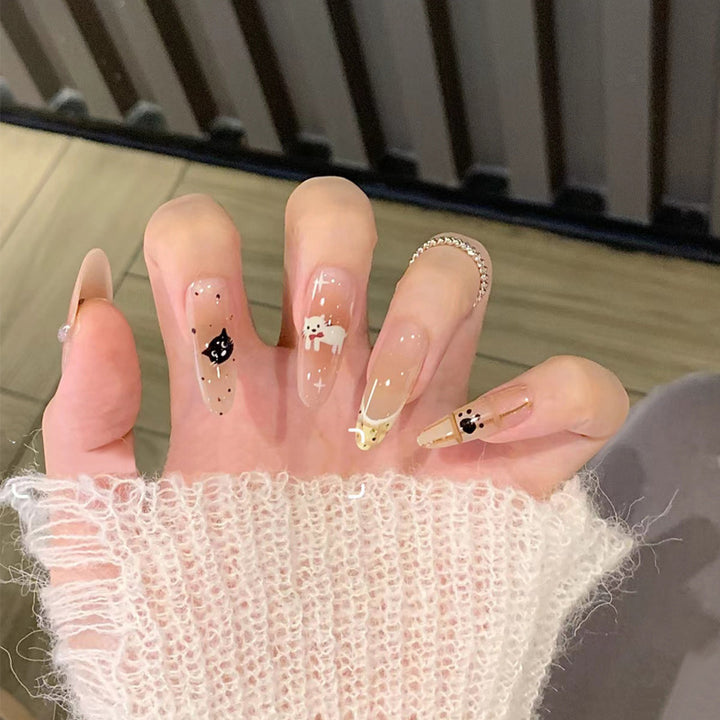 Luxury Press-On Nail Set with Glitter Accent Bowlift