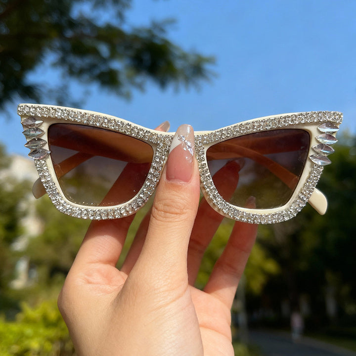 Rhinestone-Accented Cat-Eye Sunglasses Bowlift