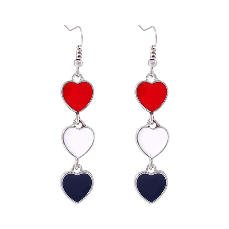 Women's star-shaped enamel earrings with USA flag motif and gold-plated fish Bowlift