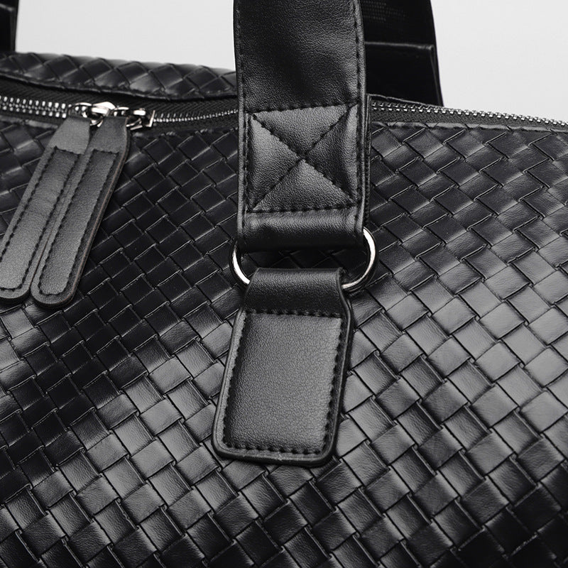 Luxury Woven Leather Weekend Duffle Bag Bowlift