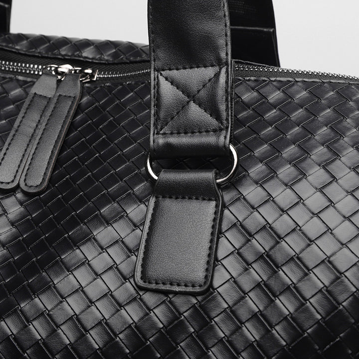 Luxury Woven Leather Weekend Duffle Bag Bowlift