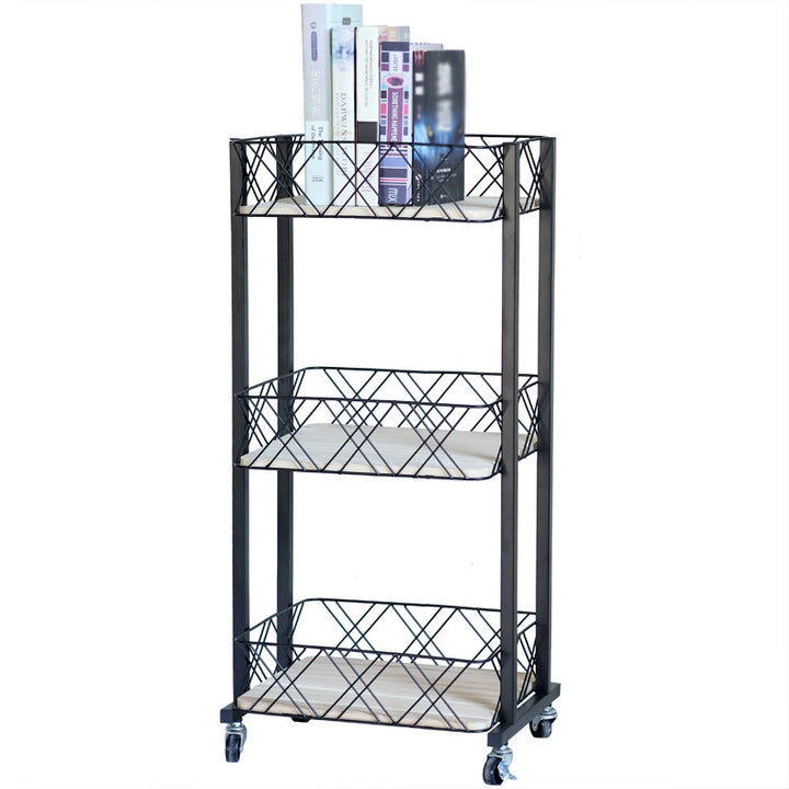 Modern rolling cart with three shelves and wheels Bowlift