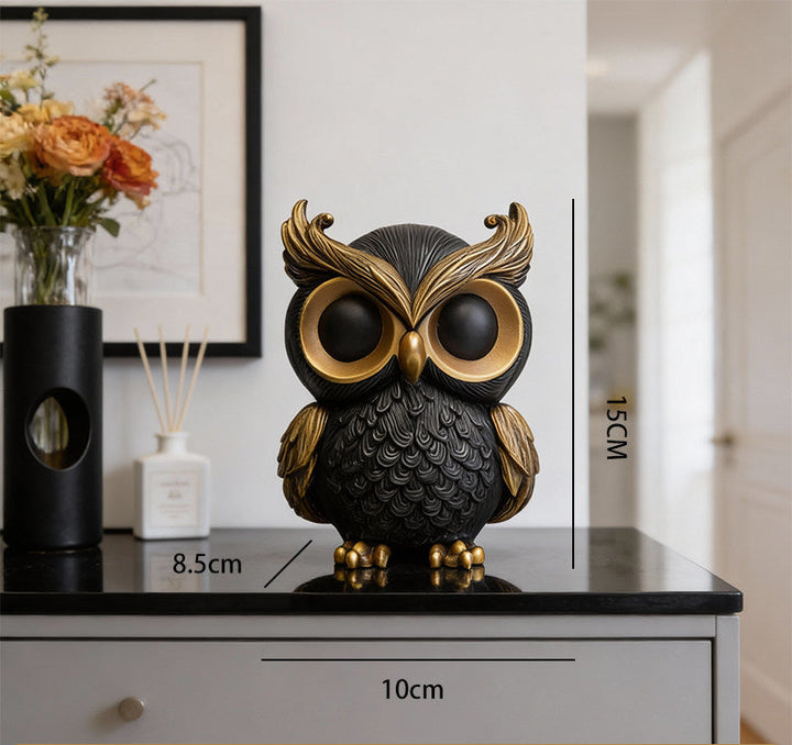 Ornamental Resin Owl Sculpture Decorative Tabletop Figurine Bowlift