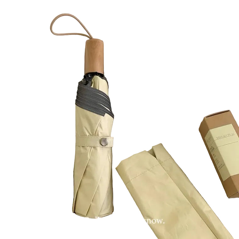 Women's automatic folding umbrella with elegant design and ergonomic wooden handle Bowlift