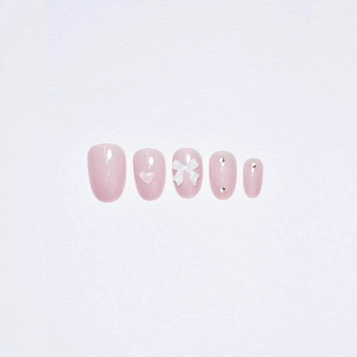 Artistic Press-On Nail Set with Elegant Bow Accents Bowlift