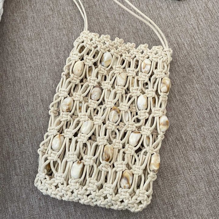 Hand-knotted shoulder bag with shells Bowlift