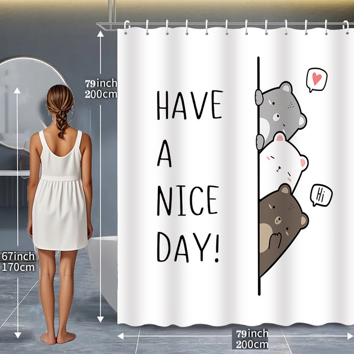Playful Bear-Themed Shower Curtain Bowlift