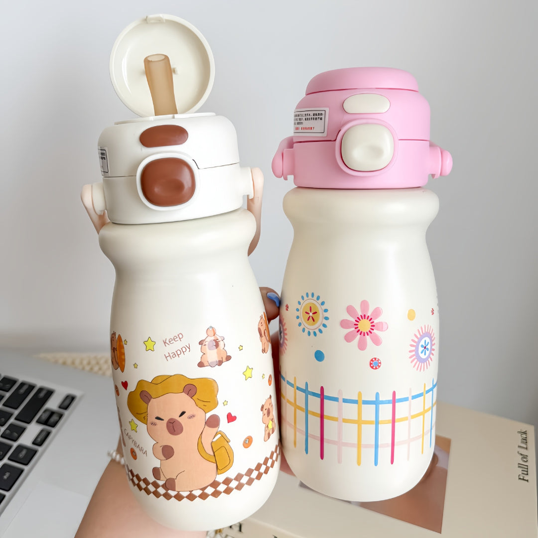Ladies Insulated Drinking Bottle with Cheerful Strawberry Design Bowlift