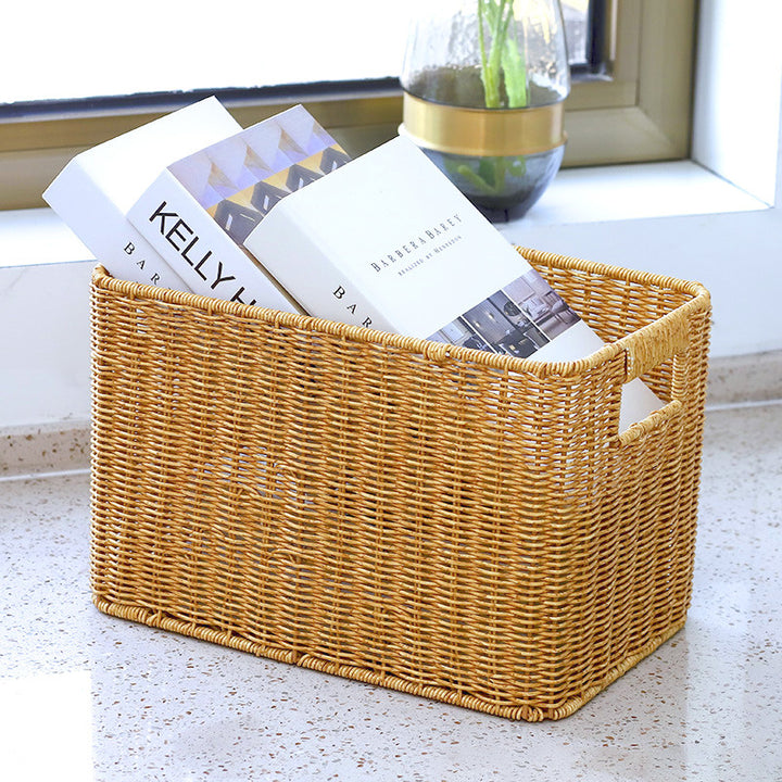 Women Rectangular Storage Basket Made of Woven Material Bowlift