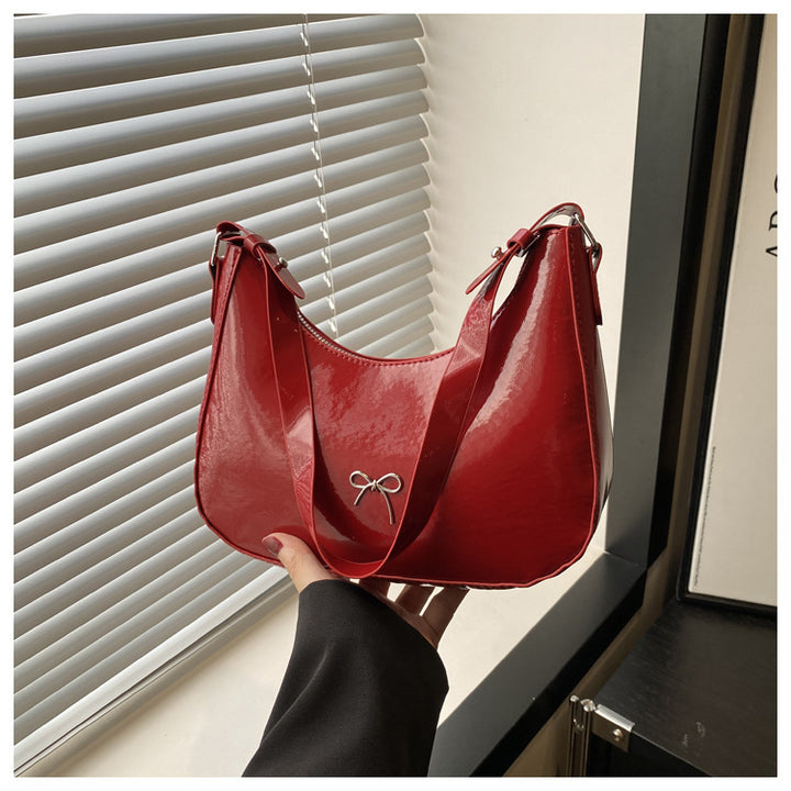 Premium Glossy Faux Leather Hobo Bag Bowlift