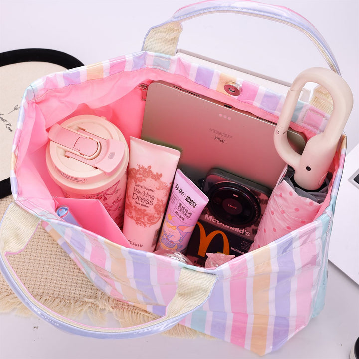 Large Stylish Striped Tote Bag Bowlift