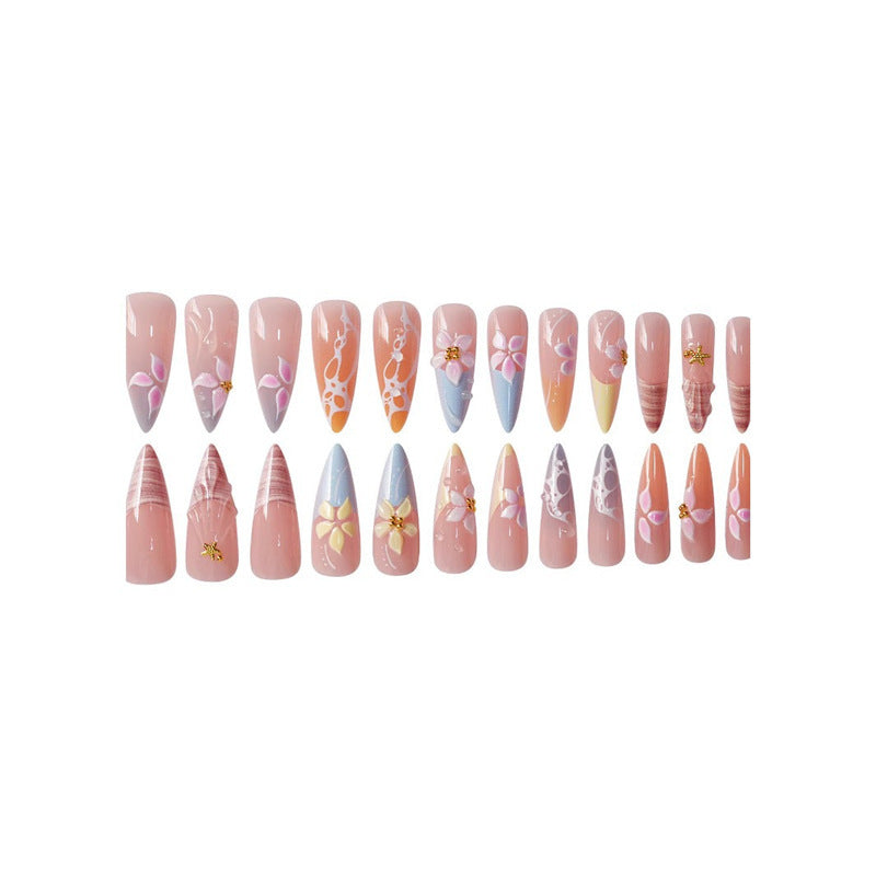 Artistic Floral Nail Extensions Bowlift