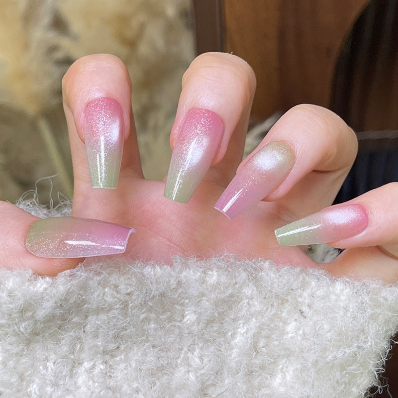Ombre Press-On Nails with Glitter Finish Bowlift