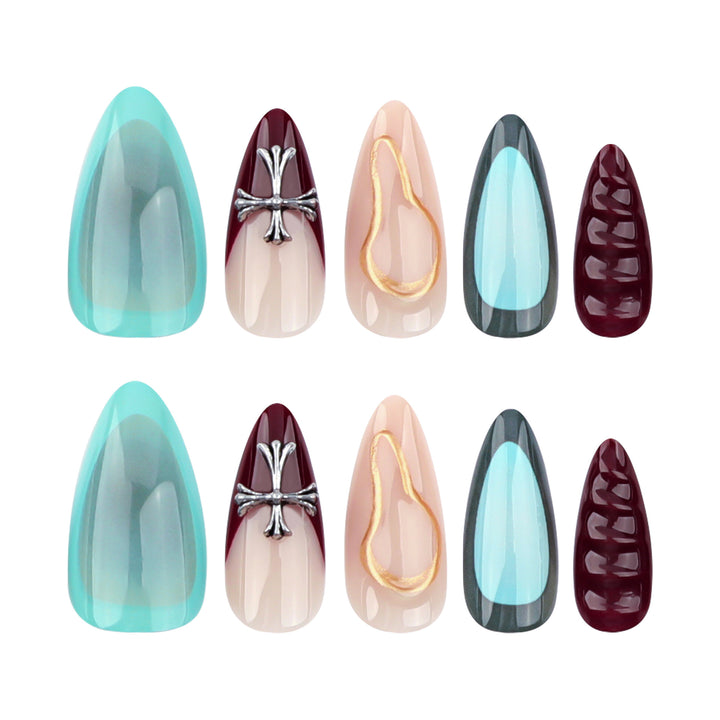 Artful acrylic nails with 3D design and glitter accents Bowlift