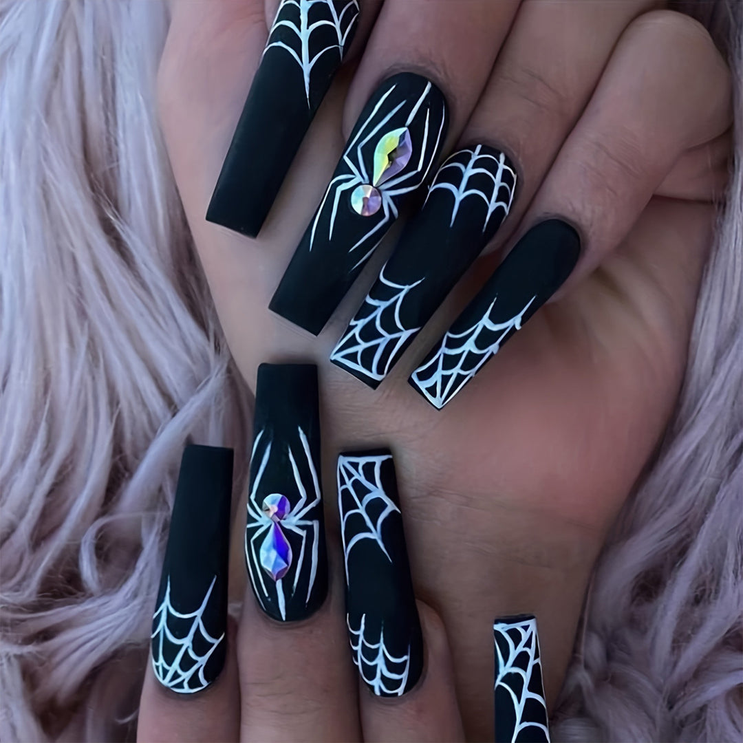 Artistic Spider-Themed Press-On Nails Bowlift