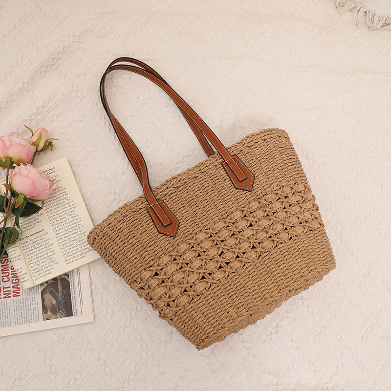 Handcrafted rattan basket bag with elegant leather accents Bowlift