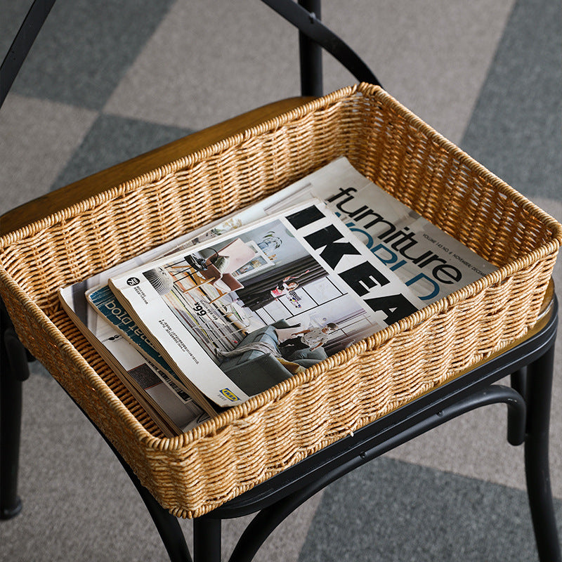 Handcrafted Rectangular Woven Storage Basket Bowlift