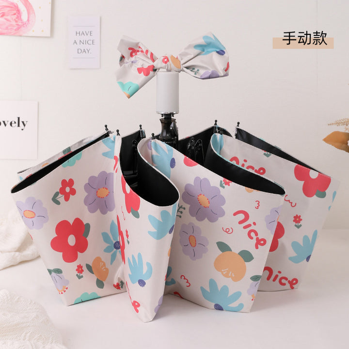 Ladies Rainbow Colored Folding Umbrellas Bowlift