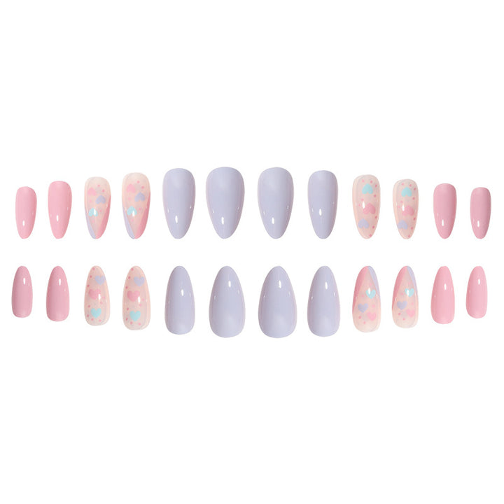 Heart-Detail Stiletto Press-On Nails Bowlift