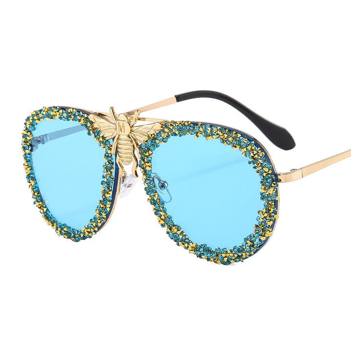 Women Glamorous Oversized Sunglasses with Unique Decorative Frame Bowlift