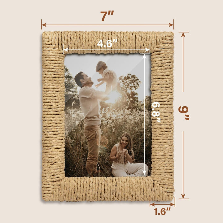 Artful picture frame made of woven natural material Bowlift