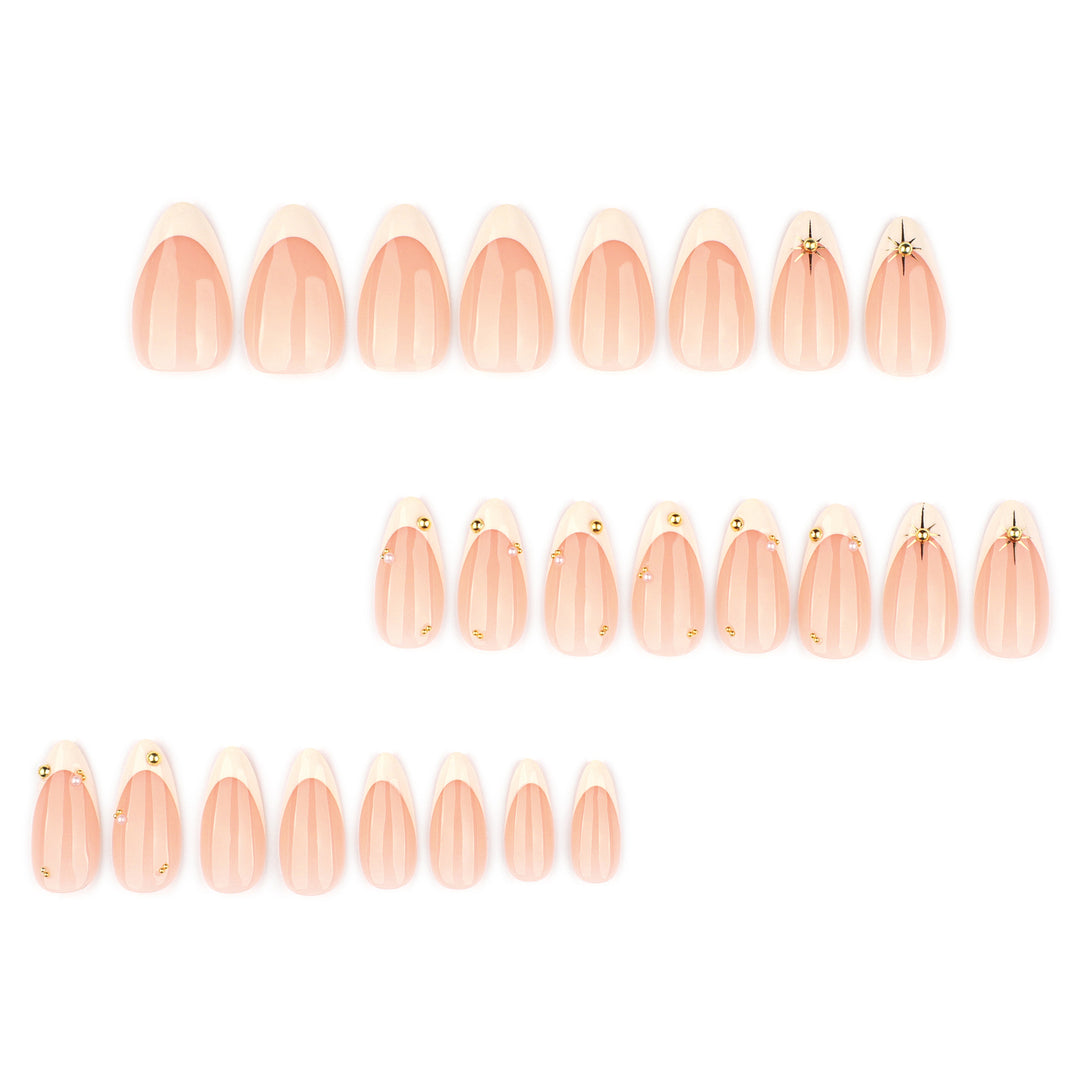 Artistic French-tip nail art with glitter and elegant embellishments Bowlift