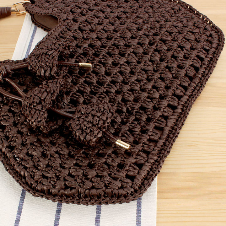 Handbag Made from Handcrafted Natural Material with Unique Tassel Pendant Bowlift
